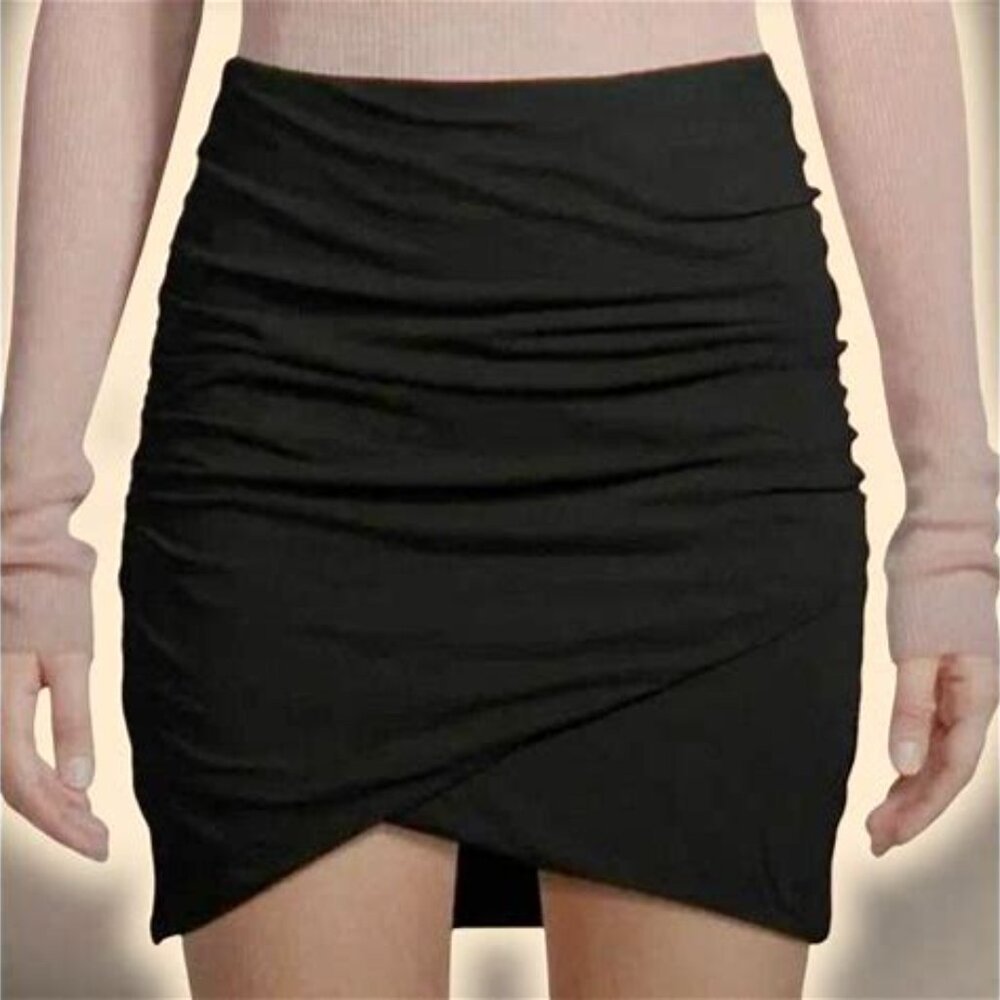 Women's James Perse Ruched Black Mini Skirt Size 1 (xs-s)